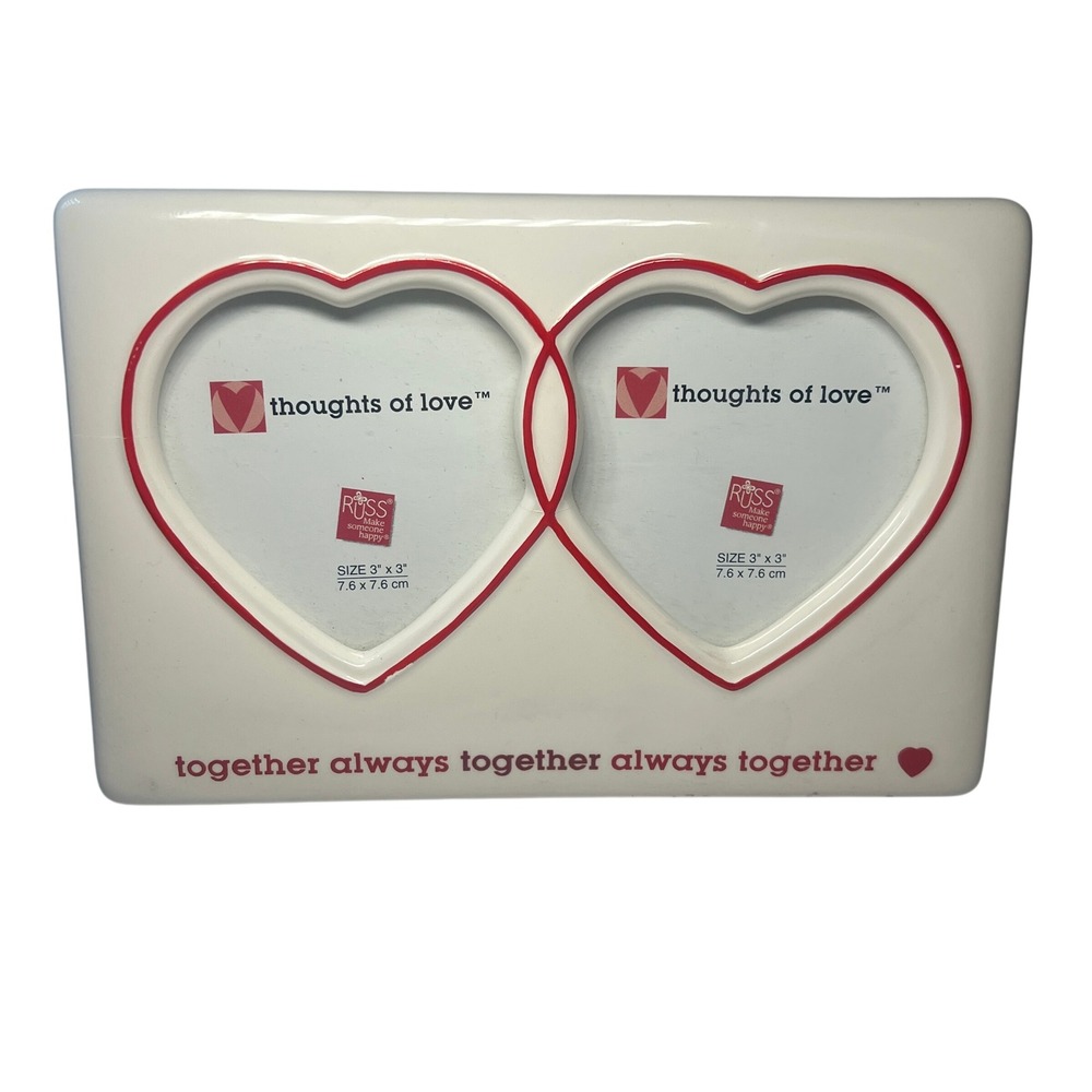 Russ Berrie Thoughts of Love Double Heart Ceramic Frame Y2K Coquette Lovecore
